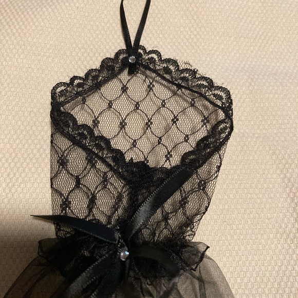 Lace Fingerless Gloves Ribbon Bows Finger Strap Halloween Formal - Picture 3 of 3